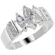 Size 7 Triple Marquise Cz Sterling Silver Jewelry Ring Fashion