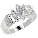 Size 7 Triple Marquise Cz Sterling Silver Entire Jewelry Ring Fashion