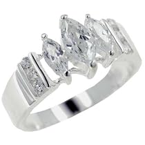 Size 7 Triple Marquise Cz Sterling Silver Entire Jewelry Ring Fashion