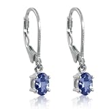 Tanzanite Leverback Earrings in Sterling Silver 1ct tw.