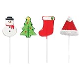 Christmas Hard Candy Lollipops-set of Eight-4 Shapes: Tree, Snowman, Stocking and Santa Hat. Custom Lollipal Xmas Stocking Stuffers.