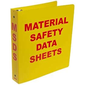 Brady 2023 1-1/2" Diameter Rings, Polyethylene, Red On Yellow Color Standard MSDS Binder, Legend "Material Safety Data Sheets"