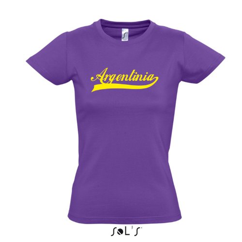 Damen T-Shirt – Argentinia Oldschool Argentinien LÄNDERSHIRT EM / WM FAN Trikot S-XXL , Light purple – gelb , S
