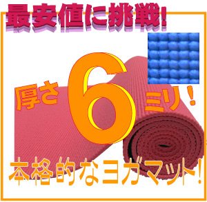 【最安値挑戦！】驚きの厚６ｍｍ ヨガマットクッション性抜群！ブルー（厚さ6ｍｍ　yogamat)