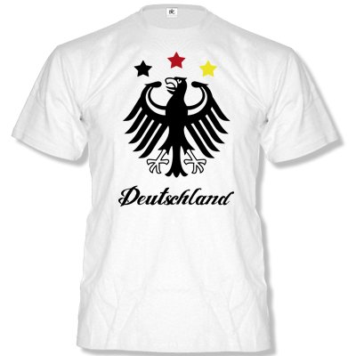 DEUTSCHLAND MOTIV 5 Herren T-Shirt Weiss / Schwarz-Rot-Gelb Gr. XL
