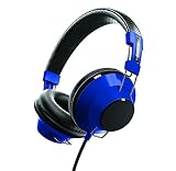 Sharper Image SHP55BL Stereo Headphones with Microphone, Premium Sound, Tangle-Free Fabric Cord, Blu