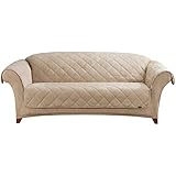 Sure Fit 1 Piece Soft Suede/Sherpa Reversible Pet Cover Sofa, Taupe