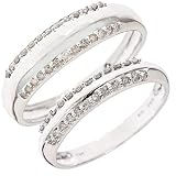 1/2 Carat T.W. Round Cut Diamond Matching Wedding Rings Set 14K White Gold - Size 7