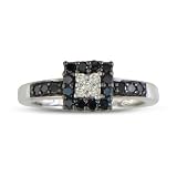 1/3ct Black and White Diamond Engagement Ring in Sterling Silver