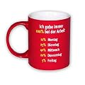 100% bei der Arbeit Tasse - rot-wei�, aus Keramik, F�llmenge ca. 320ml., kommt in Geschenkbox.