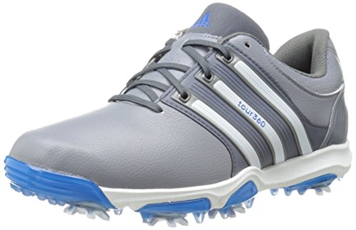 adidas Men's Tour360 X Cleated Golf Shoe,Grey/White/Bahia Blue,9.5 M US