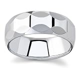 Tungsten Carbide Men's Wedding Band with Mirrored Facets, 8mm