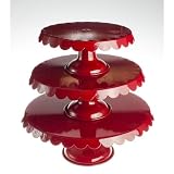 SET OF 3 CAKE STAND RED