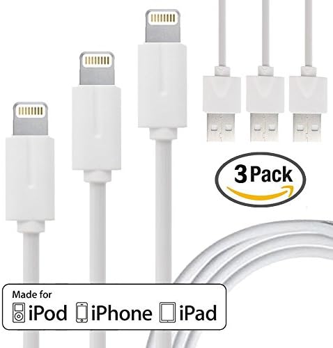 Lightning Cable, Feipuker ( 3Ft / 1m ) Lightning to USB Cable Charge and Sync Cable 8 - pin Lightning Cable for Apple iPhone iPad Air mini (Pack of 3)