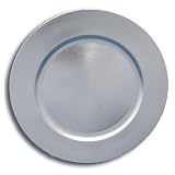 Silver Metallic Plastic Chargers (6 count)