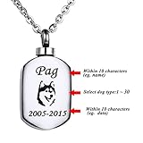 VALYRIA Polished Stamp Blank Pendant Urn Keepsake Cremation Ashes Necklace with Personalized Engraving