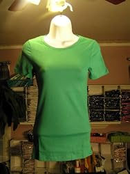 Trecento Crew Neck Short Sleeve Emerald Green T-Shirt-Large (13.5" Accross X 24" Long) CLEARANCE