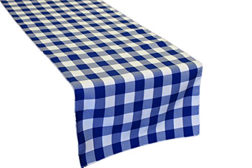 LA Linen Poly Checkered Table Runner, 14 by 108-Inch, Navy/White