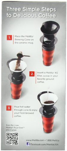Melitta Coffee Maker, Single Cup Pour-Over Brewer with Travel Mug, Red (Pack of 2)