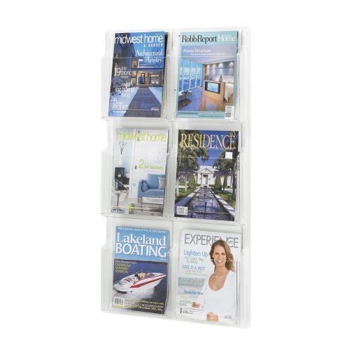Safco Plastic Literature Display, 6 Magazines, 21 Inches Width x 36.75 Inches Height, Clear 5617CL