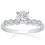 0.80 Ct Cushion Cut Diamond Vintage Engagement Ring SI2-F Pave Cut : Very Good