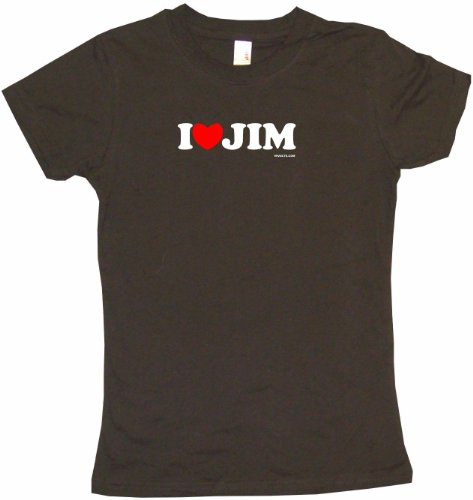 I Heart (Love) Jim Women's Tee Shirt Large-Brown Babydoll (petite fit)