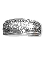 Cuff Bracelet Filigree Floral Design Sterling Silver Antique Finish