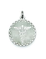 Sterling Silver Caduceus Disc Charm Pendant Jewelry