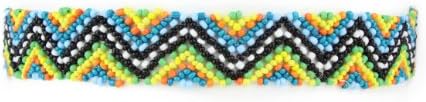 Seed Bead Elastic Stretch Headband Zig Zag Design Rainbow