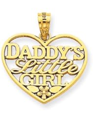 14k Diamond-Cut Daddys Little Girl Heart Pendant - 18mm - JewelryWeb