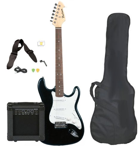 New Black Beginner Electric Guitar Package with Amp Case Strap Picks Value Pack