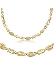 14k Yellow Gold Solid Marquise Chain Necklace 3mm 24"