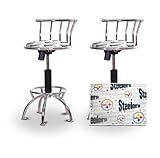2 24"-29" Pittsburgh Steelers Seat Chrome Adjustable Specialty / Custom Bar ....