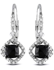 10k White Gold White and Black Diamond Stud Earrings (0.572 Cttw, G-H Color, I2-I3 Clarity)