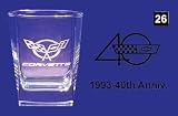 Kitchen & Housewares : Corvette Engraved 14 Ounce Glassware 1993 40th Anniversary Emblem