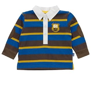 Long Sleeve Brown and Blue Stripe Rugby Top