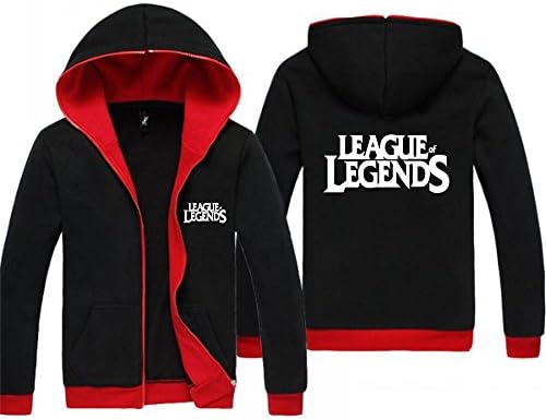 DGLF Unisex Adult Anime Black League Of Legends Casual Hooded Sweatshirt Hoodie Jacket Coat Size XL