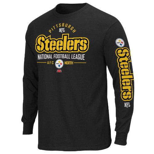 NFL Pittsburgh Steelers Primary Receiver Adult Long Sleeved Basic Tee, Black, Large