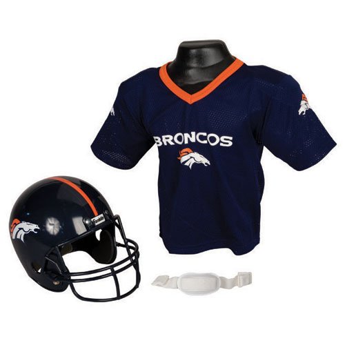 Denver Broncos Youth NFL Helmet and Jersey Set