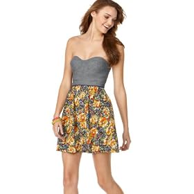 Buy Johnny Martin Dress, Strapless Chambray and Floral by Johnny Martin