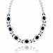 Estate Sterling Silver .925 Simulated Diamond Simulated Blue Sapphire cz Stone Necklace 16""