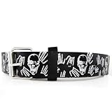 Hip Hop Wholesale - BLACK SKULL BELT WITH BUCKLE, FITS ANY KIND OF BUCKLE