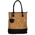 Large Heart Detail Fashion Tote Bag Black & Tan