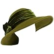 100% Wool Winter Velvet Floral Hatband Wide Brim Floppy Bucket Church Hat Olive