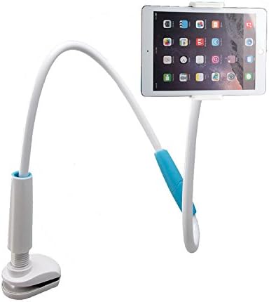 SUNPAUTO Lazy Mount Mobile Phone Holder Desktop Bed Lazy Bracket Stand with 360 Degree Rotating, Bolt Clamp for All Smart Phones, iPad and More in Blue with 100CM Length