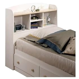 Bookcase Headboard - White  Natural Maple (Twin)