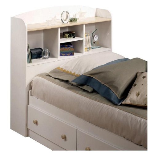 Bookcase Headboard - White/ Natural Maple Twin