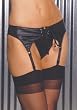 Lace Up Leather Garter Belt (Black;One Size)
