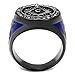 Marimor Jewelry Stainless Steel Black and Blue Ion Plated Crystal Masonic Freemason Ring Size 8-13