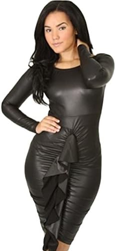 2014 New Fashion Jumpsuit Leather Skirt Sexy Nightclub Dress Paty Evening Gown